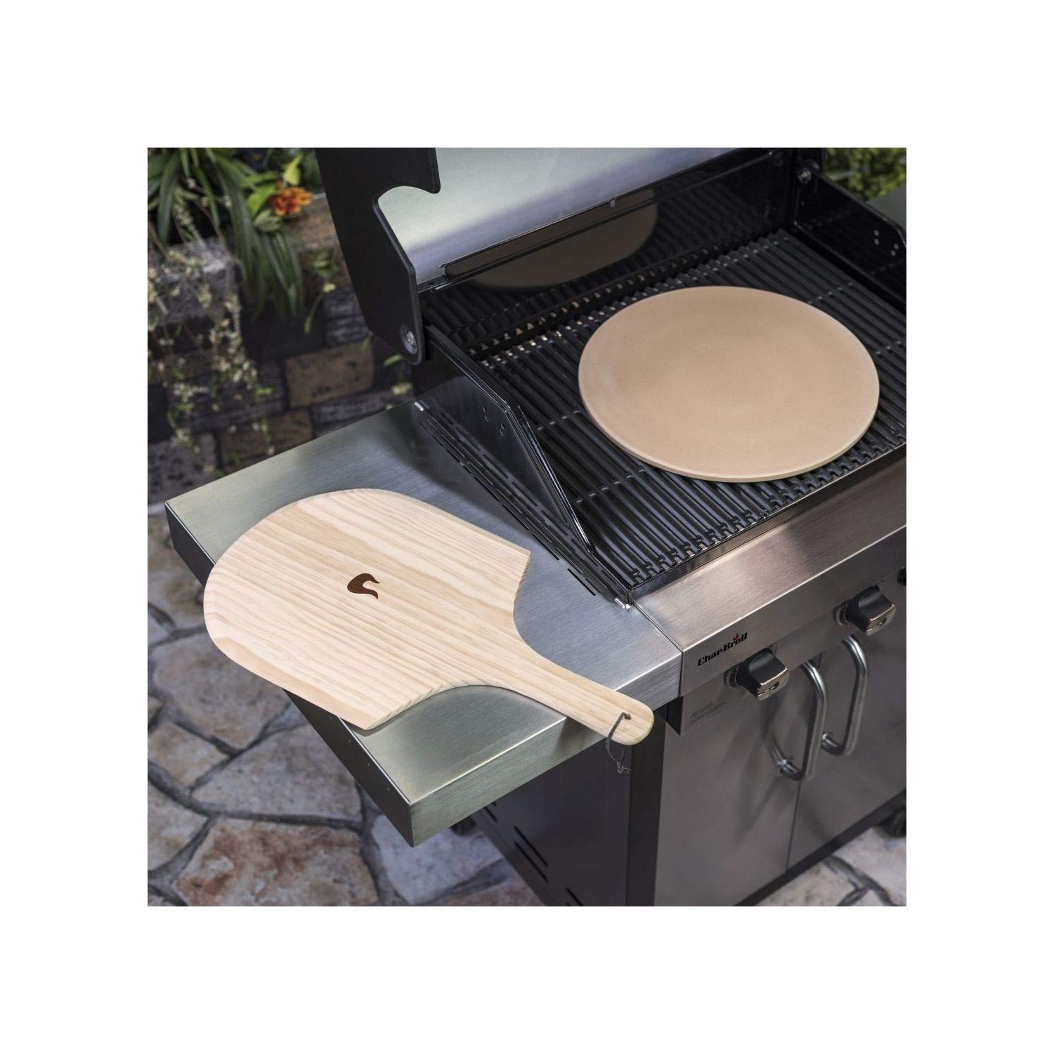 char-broil-140-513-pizza-set-38-cm-keramik-pizzastein-mit-gro-em-holzschieber image 2